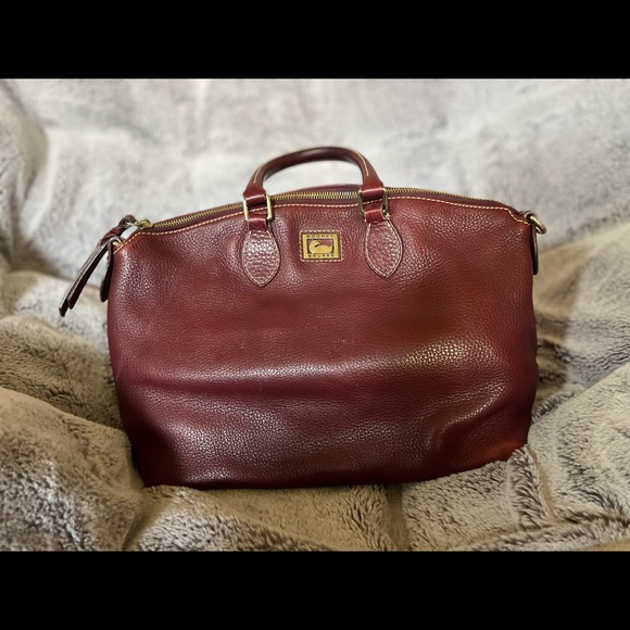 Rare Soft Leather Maroon Dooney Burke Leather Satchel with Duck Logo - Picture 6 of 8